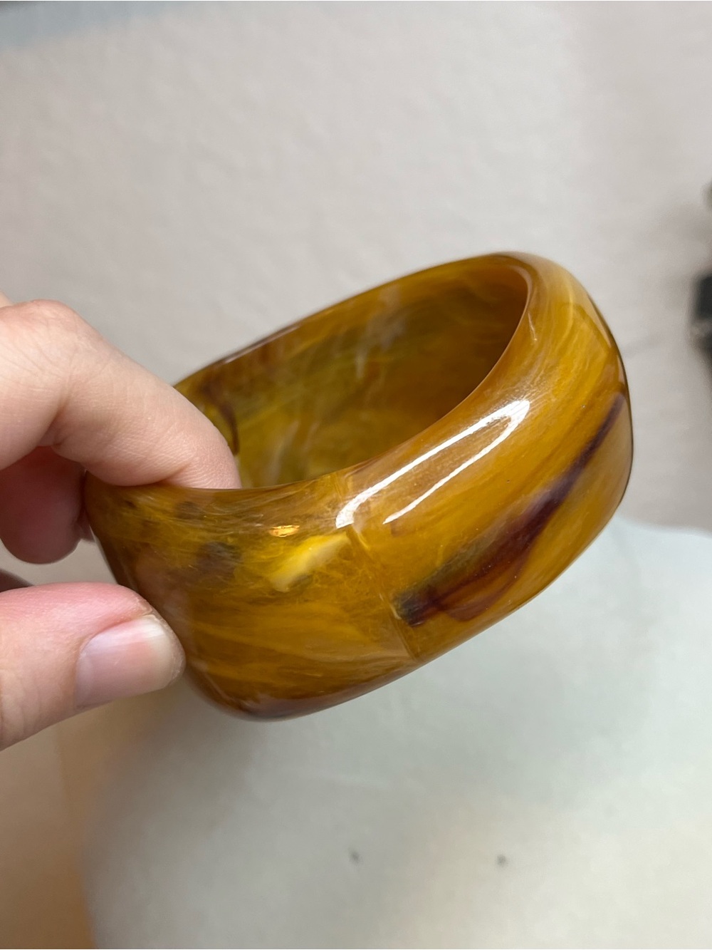 Acrylic Resin Bracelet Chunky Vintage Cuff Wide Geometric Bangle Butterscotch